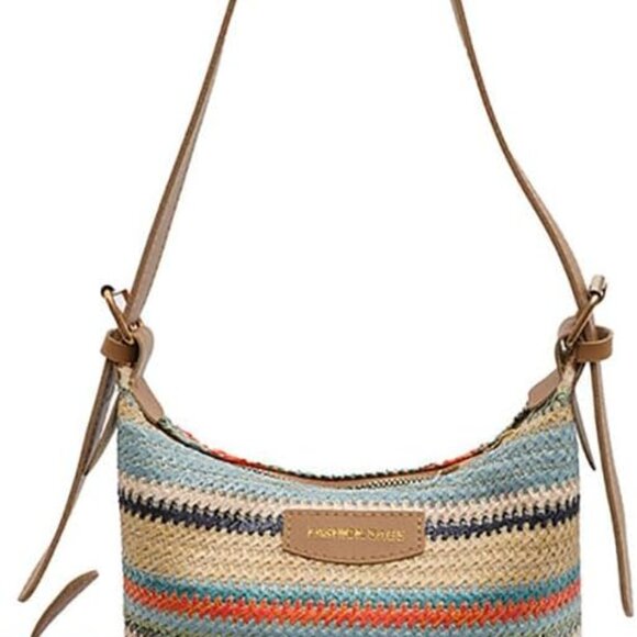 Colorful Straw Women's Woven Beach Shoulder Bag with Adjustable Straps for Summe - Picture 1 of 8
